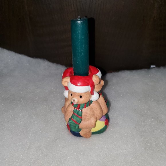 Porcelain Candle Holder - Holiday Bears - Picture 8 of 11